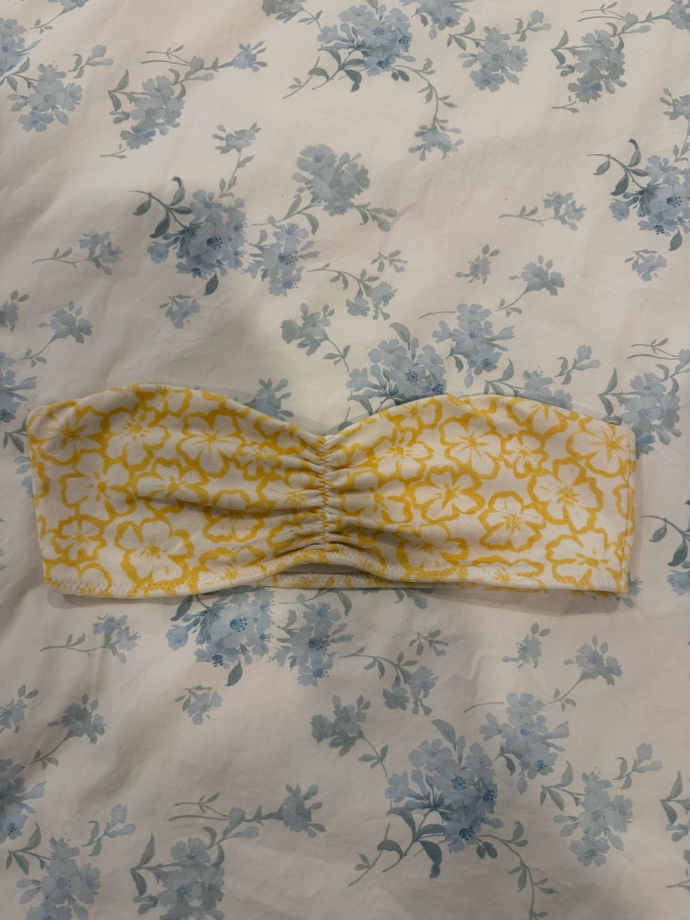 PacSun Yellow Floral Strapless Bandeau Bikini Top